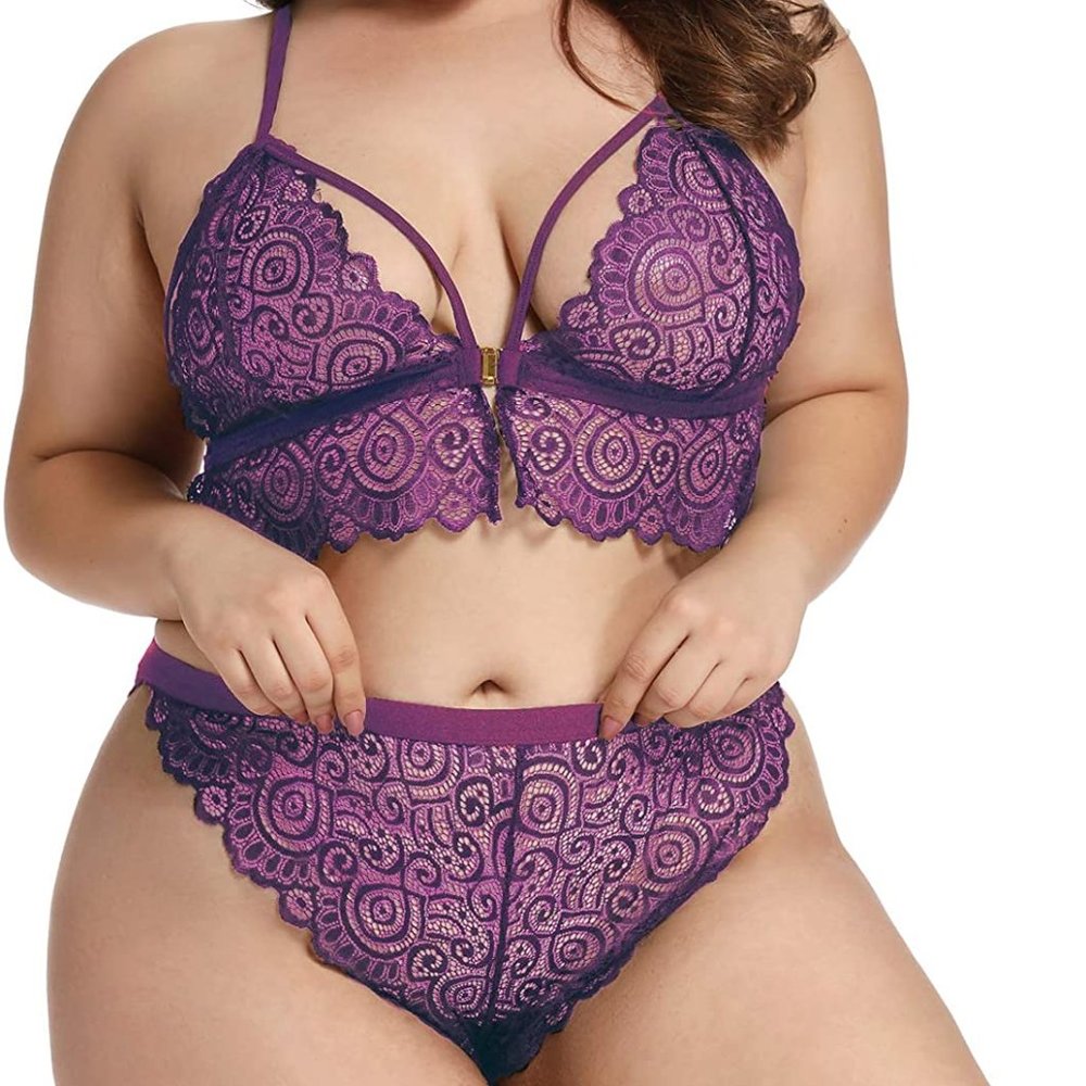 Women Plus Size Underwear Sexy Back Cross Bra Lace